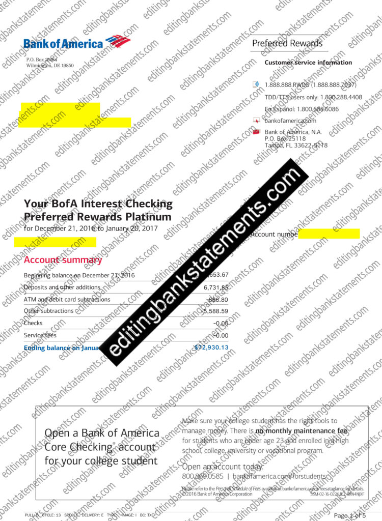 E-Statement Bank Sample
